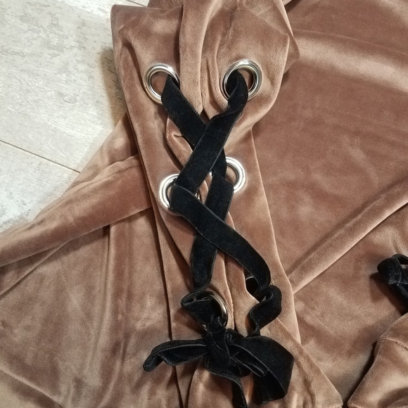 Entro Mauve Velour Lace Up Tie Sleeve Small - Picture 3 of 7